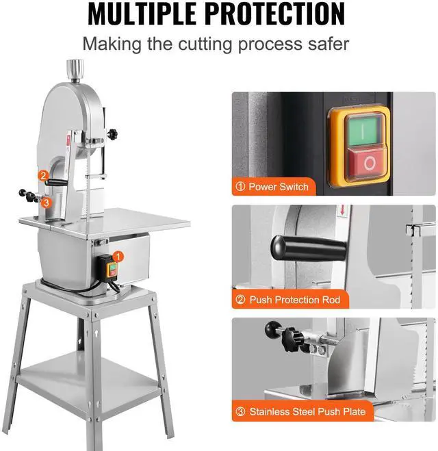 Alt view image 13 of 14 - VEVOR 1800W Commercial Electric Meat Bandsaw Stainless Steel Bone Sawing Machine