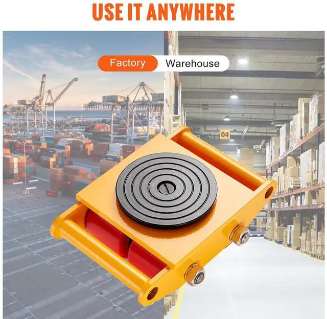 Alt view image 13 of 14 - VEVOR 4PCS Machinery Skate Dolly, 17637 LBS/8T Industrial Machinery Mover, Heavy Duty Carbon Steel Machinery Moving Skate with 4 PU Wheels and 360° Rotation Non-Slip Cap for Warehouse, Workshop, Facto