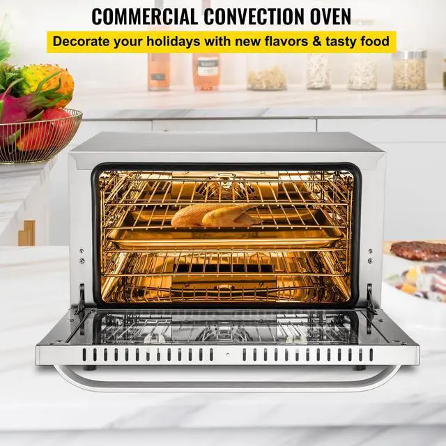 Alt view image 10 of 15 - VEVOR Commercial Convection Oven, 47L/43Qt, Half-Size Conventional Oven Countertop, 1600W 4-Tier Toaster w/ Front Glass Door, Electric Baking Oven w/ Trays Wire Racks Clip Gloves, 120V, ETL Listed