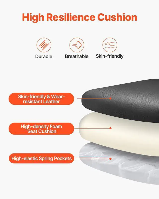 Alt view image 6 of 8 - VEVOR Executive Office Chair with Lumbar Support, 300lb Capacity Office Chair with Flip-up Armrests & Lumbar Pillow, Height Adjustable Ergonomic Chair, PU Leather Reclining Home Office Desk Chairs