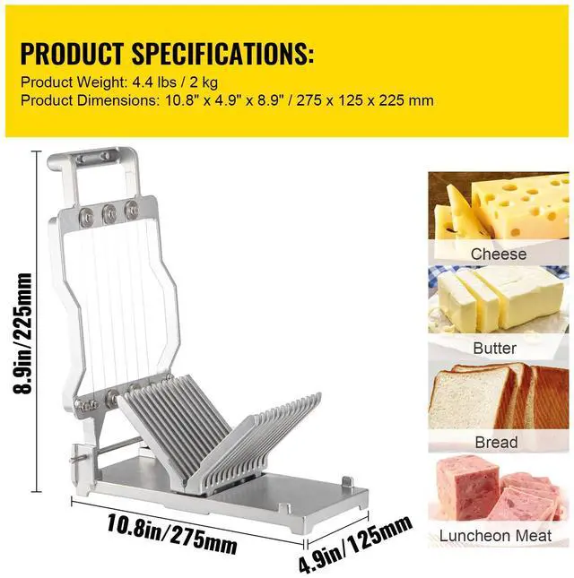 Alt view image 7 of 7 - Cheese Cutter With Wire 1 cm & 2 cm Cheeser Butter Cutting Blade Replaceable Cheese Slicer Wire, Aluminum Alloy Commercial Cheese Slicer with 304 Stainless Steel Wire Kitchen Cooking Baking Tool