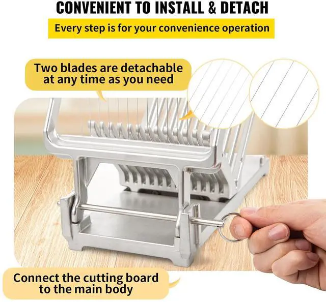 Alt view image 6 of 7 - Cheese Cutter With Wire 1 cm & 2 cm Cheeser Butter Cutting Blade Replaceable Cheese Slicer Wire, Aluminum Alloy Commercial Cheese Slicer with 304 Stainless Steel Wire Kitchen Cooking Baking Tool