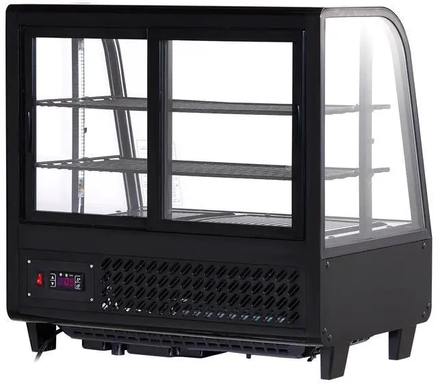 Alt view image 4 of 10 - VEVOR Refrigerated Display Case, 3.5 Cu.Ft./100L, 2-Tier, Countertop Pastry Display Case Commercial Display Refrigerator with LED Lighting, TURBO Cooling, Frost-Free Air-Cooling, Rear Sliding Door