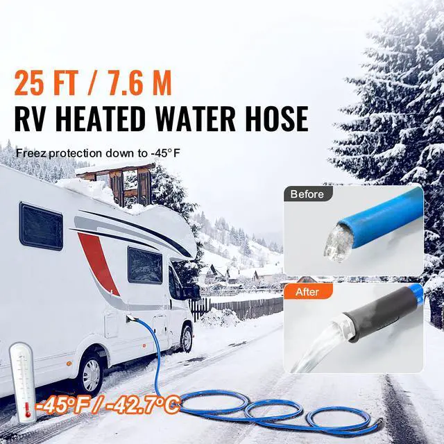 Alt view image 4 of 9 - VEVOR 25ft Heated Water Hose for RV, Heated Drinking Water Hose Antifreeze to -45°F, Automatic Self-regulating, 5/8" I.D. with 3/4" GHT Adapter, Lead and BPA Free