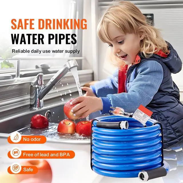 Alt view image 6 of 9 - VEVOR 25ft Heated Water Hose for RV, Heated Drinking Water Hose Antifreeze to -45°F, Automatic Self-regulating, 5/8" I.D. with 3/4" GHT Adapter, Lead and BPA Free