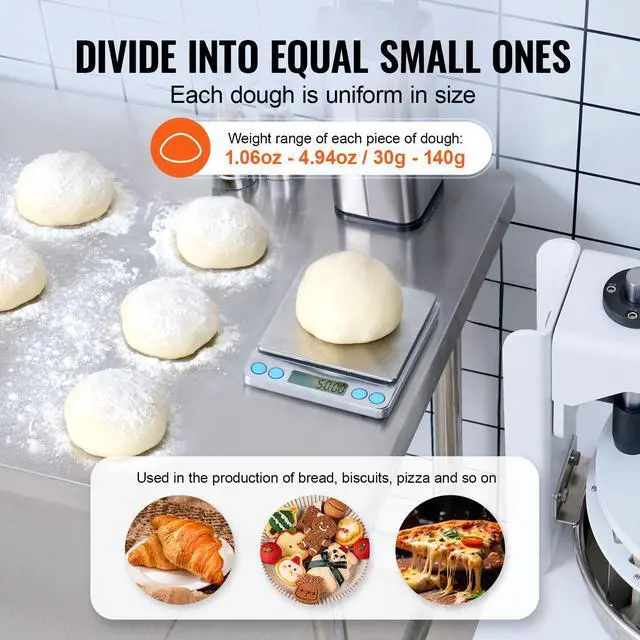 Alt view image 3 of 7 - Dough Divider Rounder, 40PCS Manual Dough Equal Divider Machine, 1.06oz - 4.94oz Hand Press Dough Cutter with 304 Stainless Steel Tray and Blade, Bread Maker for Bakery, Restaurant, Commercial