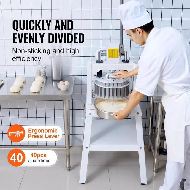 Alt view image 2 of 7 - Dough Divider Rounder, 40PCS Manual Dough Equal Divider Machine, 1.06oz - 4.94oz Hand Press Dough Cutter with 304 Stainless Steel Tray and Blade, Bread Maker for Bakery, Restaurant, Commercial