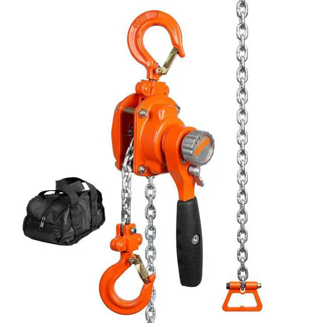 Alt view image 9 of 15 - VEVOR Manual Lever Chain Hoist, 1/4 Ton 550 lbs Capacity 10 FT Come Along, G80 Galvanized Carbon Steel with Weston Double-Pawl Brake, Auto Chain Leading & 360 Rotation Hook, for Garage Factory Dock