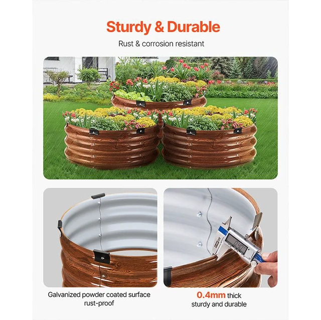 Alt view image 4 of 9 - Metal Raised Garden Bed 2x1 ft 3 Pcs Outdoor Galvanized Planter Wood Grain