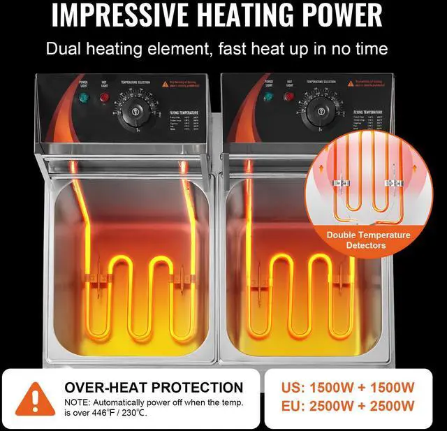 Alt view image 5 of 9 - VEVOR Commercial Electric Deep Fryer Countertop Deep Fryer Dual Detachable Tanks