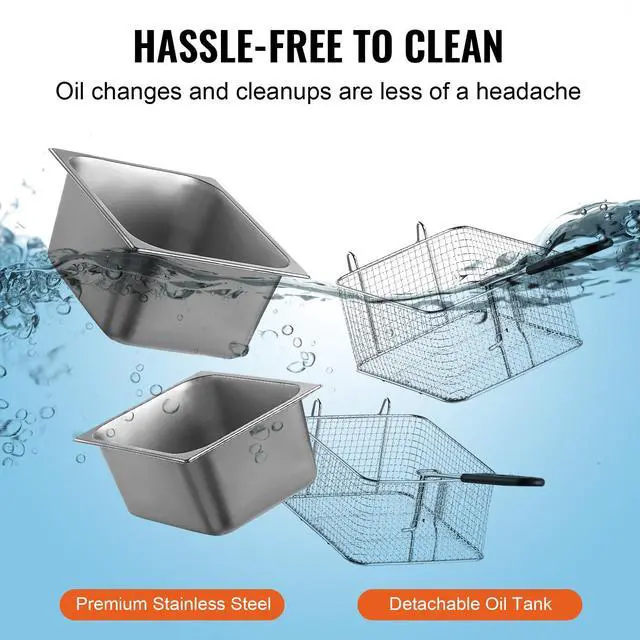 Alt view image 7 of 9 - VEVOR Commercial Electric Deep Fryer Countertop Deep Fryer Dual Detachable Tanks