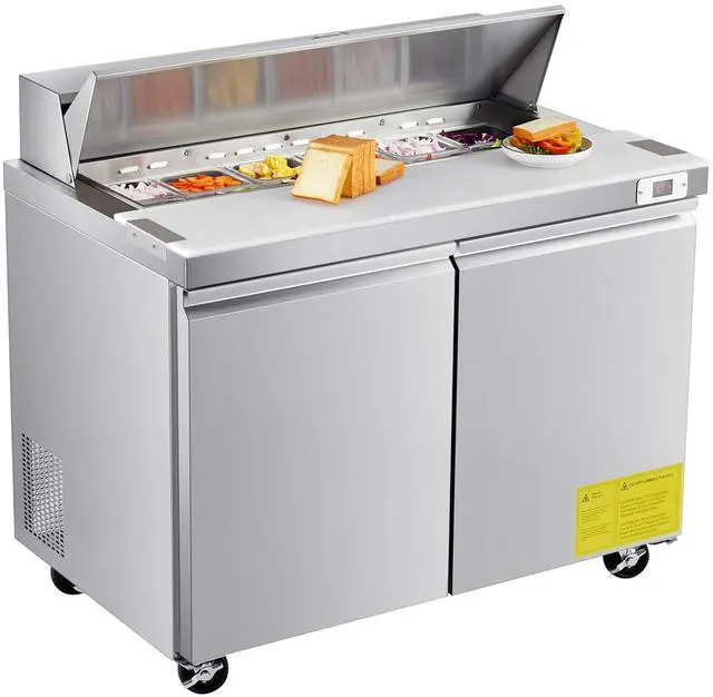 Main image of 48"W Commercial Refrigerator, 12.5 Cu. Ft Sandwich Prep Refrigerated Table, Mega Top Food Prep Fridge with 12 Pans and Cutting Board, Stainless Steel Salad Prep Cooler for Restaurant, Food Truck