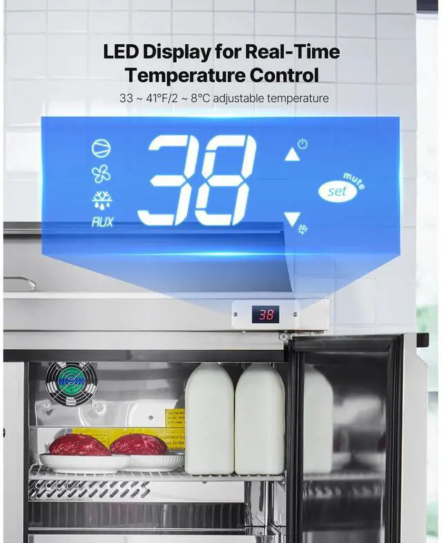 Alt view image 4 of 7 - 48"W Commercial Refrigerator, 12.5 Cu. Ft Sandwich Prep Refrigerated Table, Mega Top Food Prep Fridge with 12 Pans and Cutting Board, Stainless Steel Salad Prep Cooler for Restaurant, Food Truck