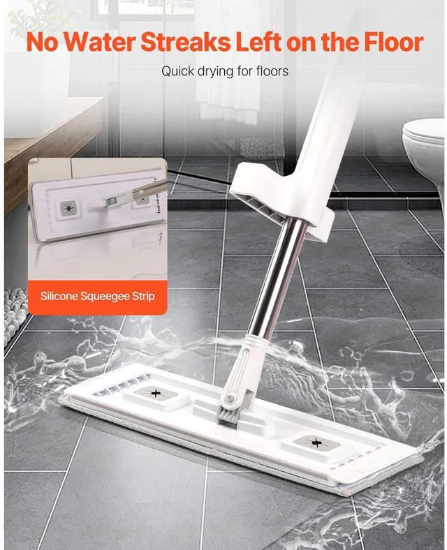 Alt view image 10 of 14 - VEVOR Flat Mop, Self Wringing, Microfiber Floor Cleaner with 4 Reusable & Washable Pads for Dry & Wet Floor Cleaning, Microfiber Flat Mop with Stainless Steel Handle for Hardwood Laminate Tile Vinyl