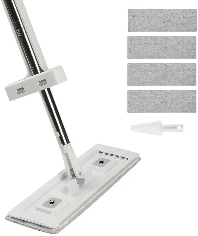 Alt view image 8 of 14 - VEVOR Flat Mop, Self Wringing, Microfiber Floor Cleaner with 4 Reusable & Washable Pads for Dry & Wet Floor Cleaning, Microfiber Flat Mop with Stainless Steel Handle for Hardwood Laminate Tile Vinyl