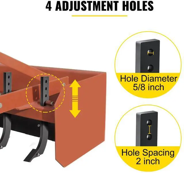 Alt view image 3 of 7 - Box Blade Shank, 18\'\' Scarifier Shank, 4 Holes Box Scraper Shank, Ripper Shank with Removable Tapered Teeth and Pins, Adjustable Shanks Assembly for Replacement, Digging, Plowing, 4PCS