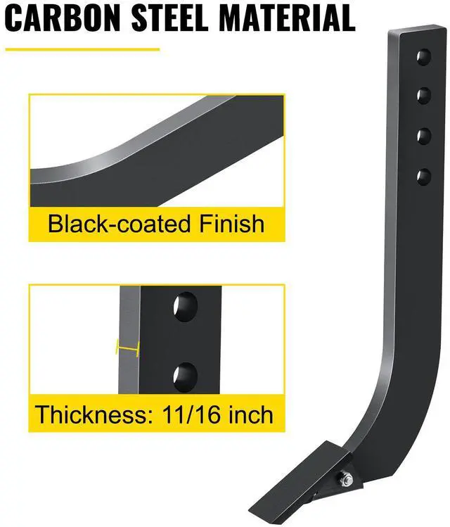 Alt view image 4 of 7 - Box Blade Shank, 18\'\' Scarifier Shank, 4 Holes Box Scraper Shank, Ripper Shank with Removable Tapered Teeth and Pins, Adjustable Shanks Assembly for Replacement, Digging, Plowing, 4PCS