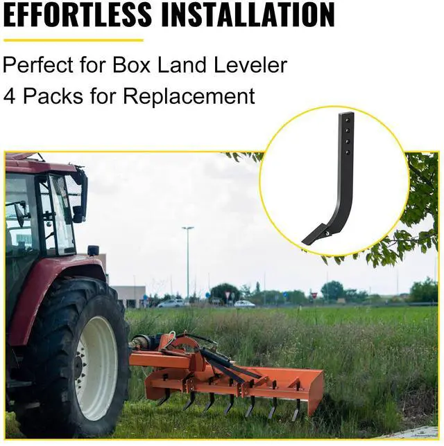 Alt view image 2 of 7 - Box Blade Shank, 18\'\' Scarifier Shank, 4 Holes Box Scraper Shank, Ripper Shank with Removable Tapered Teeth and Pins, Adjustable Shanks Assembly for Replacement, Digging, Plowing, 4PCS