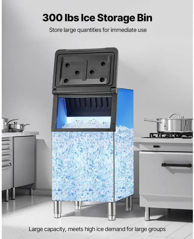 Alt view image 9 of 14 - Commercial Ice Maker Storage Bin 300lbs Capacity Business Ice Storage Bin,Stainless Steel Ice Storage Bin with Single-Stage Filter and Adjustable Anti-Slip Rubber Feet, Suitable for Restaurant and Ho