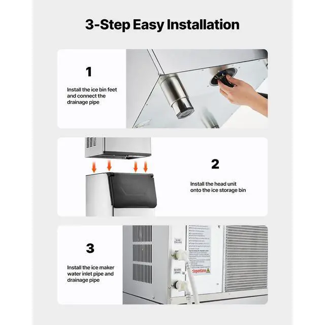 Alt view image 13 of 14 - Commercial Ice Maker Storage Bin 300lbs Capacity Business Ice Storage Bin,Stainless Steel Ice Storage Bin with Single-Stage Filter and Adjustable Anti-Slip Rubber Feet, Suitable for Restaurant and Ho