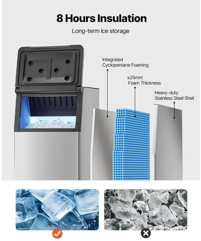 Alt view image 10 of 14 - Commercial Ice Maker Storage Bin 300lbs Capacity Business Ice Storage Bin,Stainless Steel Ice Storage Bin with Single-Stage Filter and Adjustable Anti-Slip Rubber Feet, Suitable for Restaurant and Ho