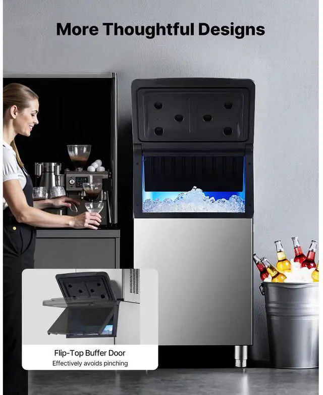 Alt view image 12 of 14 - Commercial Ice Maker Storage Bin 300lbs Capacity Business Ice Storage Bin,Stainless Steel Ice Storage Bin with Single-Stage Filter and Adjustable Anti-Slip Rubber Feet, Suitable for Restaurant and Ho