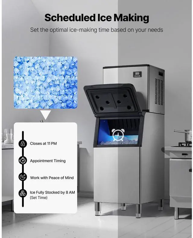 Alt view image 6 of 7 - Commercial Ice Maker Machine - Head, 360 Lbs/Day Stainless Steel Ice Machine with Self-Cleaning, Scheduled Ice-Making, Adjustable Thickness, Ideal for Restaurant Bar Cafe Hotel - Head Only