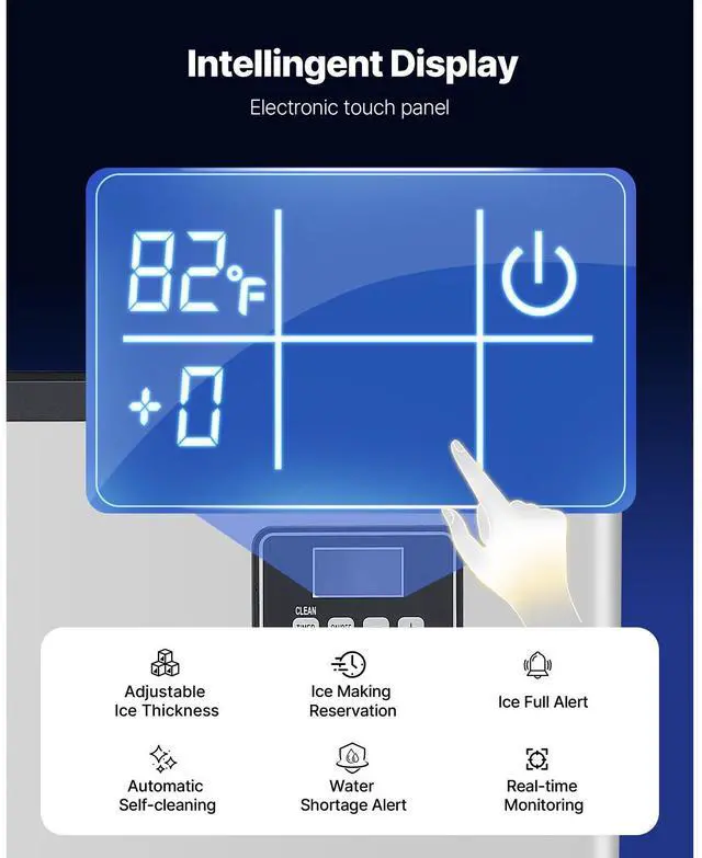 Alt view image 5 of 7 - Commercial Ice Maker Machine - Head, 360 Lbs/Day Stainless Steel Ice Machine with Self-Cleaning, Scheduled Ice-Making, Adjustable Thickness, Ideal for Restaurant Bar Cafe Hotel - Head Only
