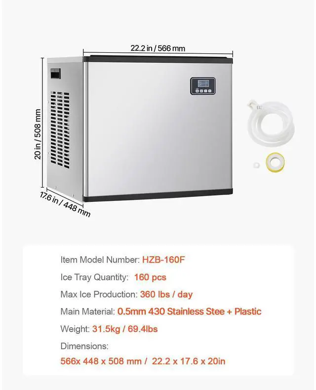 Alt view image 7 of 7 - Commercial Ice Maker Machine - Head, 360 Lbs/Day Stainless Steel Ice Machine with Self-Cleaning, Scheduled Ice-Making, Adjustable Thickness, Ideal for Restaurant Bar Cafe Hotel - Head Only