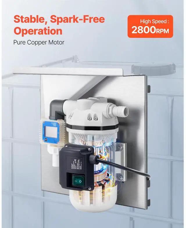 Alt view image 5 of 8 - VEVOR 110V DEF Transfer Pump Kit, 8 GPM, Diaphragm Self Priming Electric Water Pump for Diesel Exhaust Fluid Urea, with Mounting Bracket Flow Meter Automatic Nozzle Hose, for Liquid Transportation