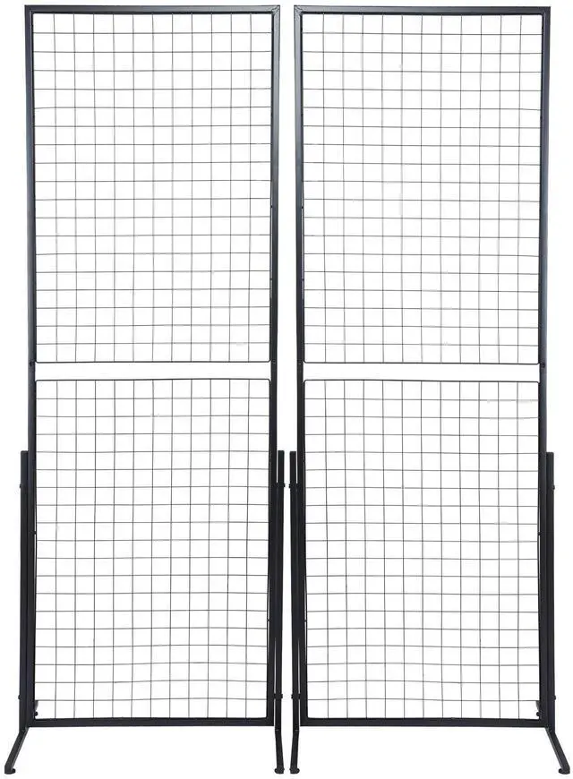 Alt view image 8 of 14 - VEVOR 2' x 5.6' Grid Wall Panels Tower, 2 Packs Wire Gridwall Display Racks with T-Base Floorstanding, Double Side Gridwall Panels for Art Craft Shows, Retail Display with Extra Clips and Hooks