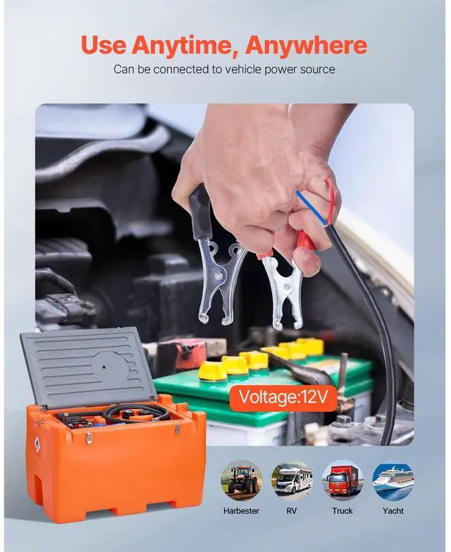 Alt view image 7 of 8 - VEVOR 12V DEF Transfer Pump Kit, 7 GPM, Diaphragm Irrigation Self Priming Electric Water Pump, with 48 Gallon Tank, Automatic Nozzle, 9.84 ft Hose, 26.25 ft Lift, for Diesel Exhaust Fluid Urea Liquid