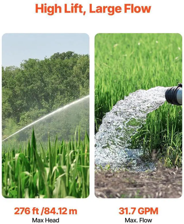 Alt view image 4 of 9 - VEVOR 1.5HP Deep Well Submersible Pump Stainless Steel Water Pump 31.7GPM 276ft