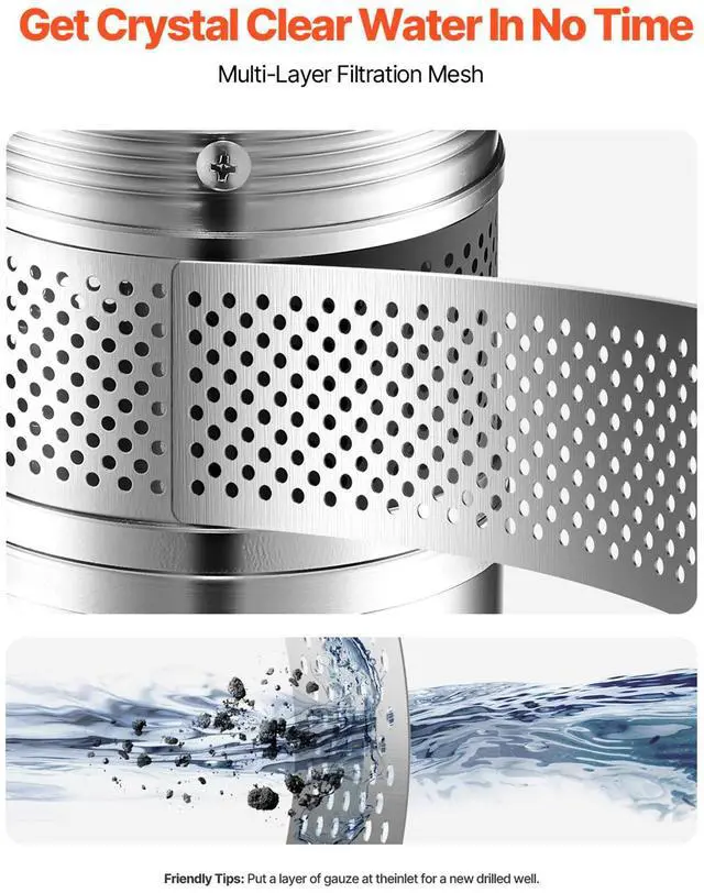 Alt view image 7 of 9 - VEVOR 1.5HP Deep Well Submersible Pump Stainless Steel Water Pump 31.7GPM 276ft