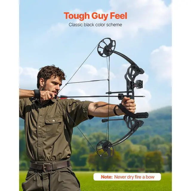Alt view image 9 of 14 - Compound Bow Archery Right Hand Arrow Set 70 Lbs 320 fps Hunting Shooting Target