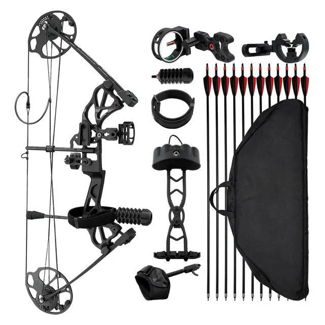Alt view image 8 of 14 - Compound Bow Archery Right Hand Arrow Set 70 Lbs 320 fps Hunting Shooting Target