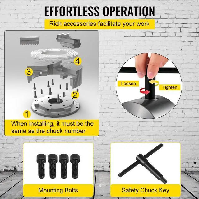 Alt view image 5 of 7 - K72-125 Lathe Chuck, 5 Inch, 4-Jaw, Independent Metal Lathe Chuck with Reversible Jaw, Cast Iron Body, 0.276 -2.244 in Internal 1.89 -4.92 in External Jaw Clamping Range, for Lathes Machine