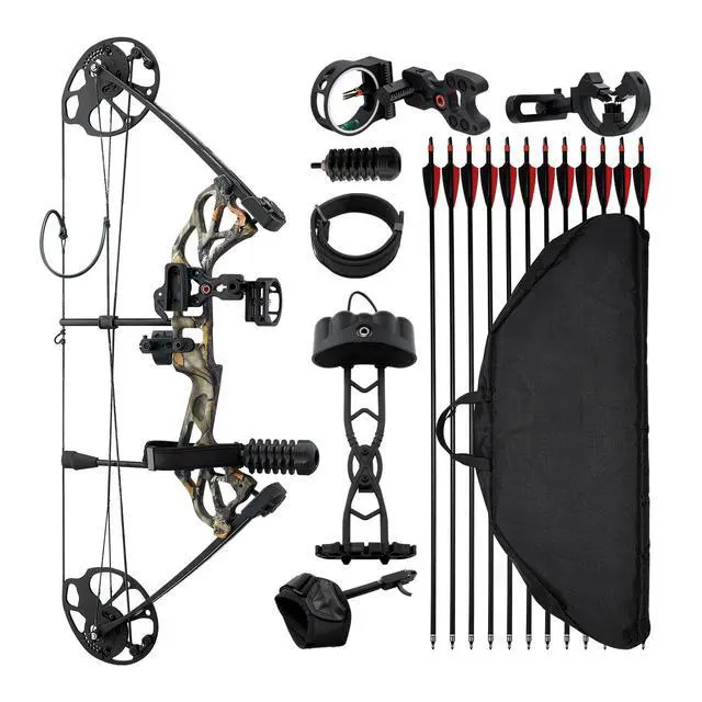 Alt view image 8 of 14 - Compound Bow Archery Right Hand Arrow Set 70 Lbs 320 fps Hunting Shooting Target