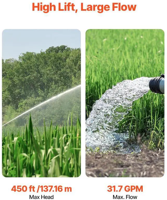 Alt view image 4 of 9 - VEVOR 2HP Deep Well Submersible Pump Stainless Steel Water Pump 31.7 GPM 450 ft