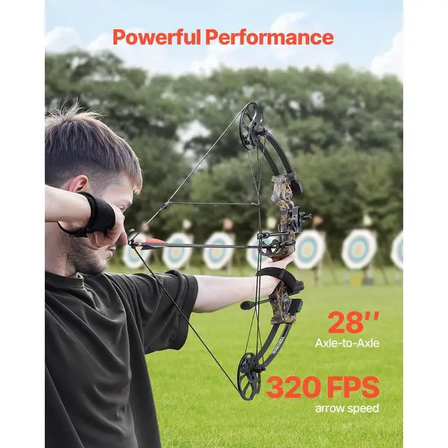 Alt view image 12 of 14 - Compound Bow Archery Right Hand Arrow Set 70 Lbs 320 fps Hunting Shooting Target