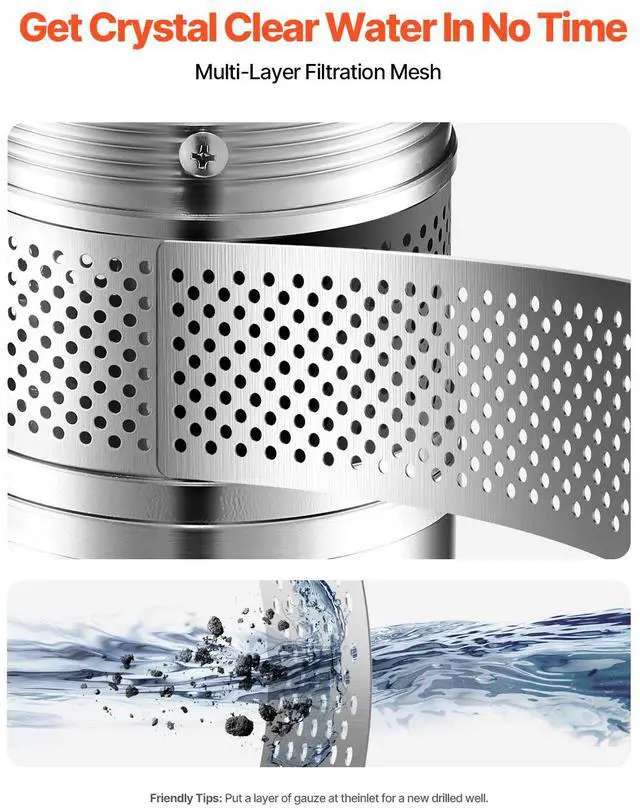 Alt view image 7 of 9 - VEVOR 2HP Deep Well Submersible Pump Stainless Steel Water Pump 31.7 GPM 450 ft