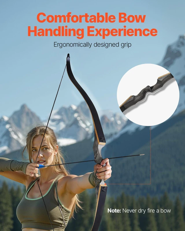 Alt view image 3 of 8 - 60in Takedown Recurve Bow Wooden Bow Arrow Kit Right Hand Hunting Practice 45lbs