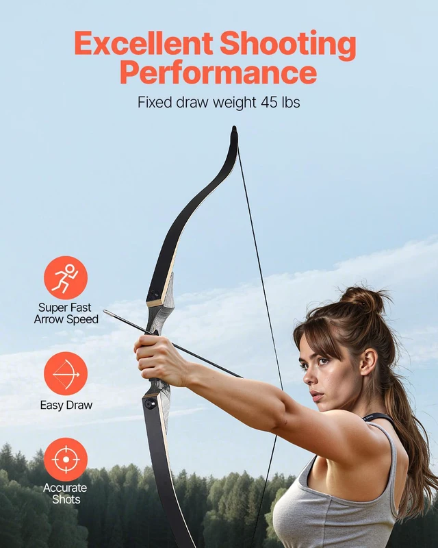 Alt view image 4 of 8 - 60in Takedown Recurve Bow Wooden Bow Arrow Kit Right Hand Hunting Practice 45lbs
