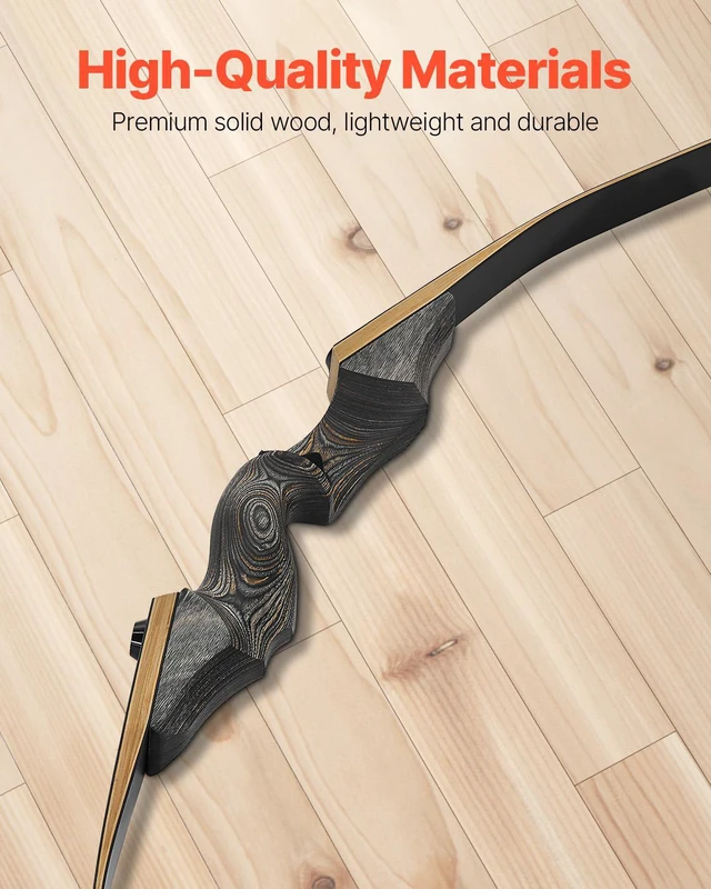 Alt view image 7 of 8 - 60in Takedown Recurve Bow Wooden Bow Arrow Kit Right Hand Hunting Practice 45lbs
