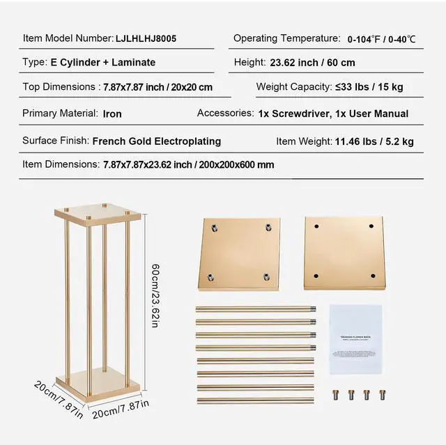 Alt view image 14 of 14 - VEVOR 4PCS Gold Metal Column Wedding Flower Stand, 23.6inch High With Metal Laminate, Vase Geometric Centerpiece Stands, Cylindrical Floral Display Rack for Events Reception, Party Road Leads