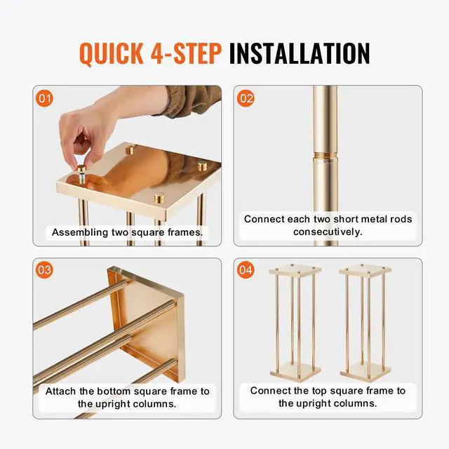 Alt view image 12 of 14 - VEVOR 4PCS Gold Metal Column Wedding Flower Stand, 31.5inch High With Metal Laminate, Vase Geometric Centerpiece Stands, Cylindrical Floral Display Rack for Events Reception, Party Road Leads