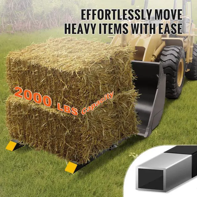 Alt view image 9 of 14 - VEVOR Pallet Forks, 2000 lbs Clamp on Pallet Forks, 43" Total Length Tractor Bucket Forks with Adjustable Stabilizer bar, Heavy Duty Pallet Forks for Tractor Attachments, Skid Steer, Loader Bucket