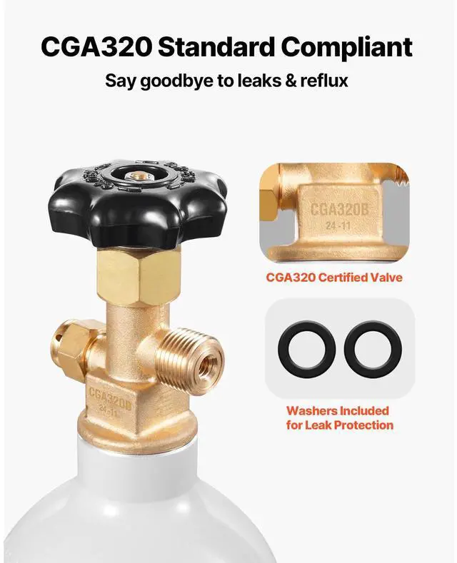 Alt view image 6 of 8 - CO2 Tank 2.5 lbs New Aluminum Alloy Cylinder with CGA320 Valve DOT Approved