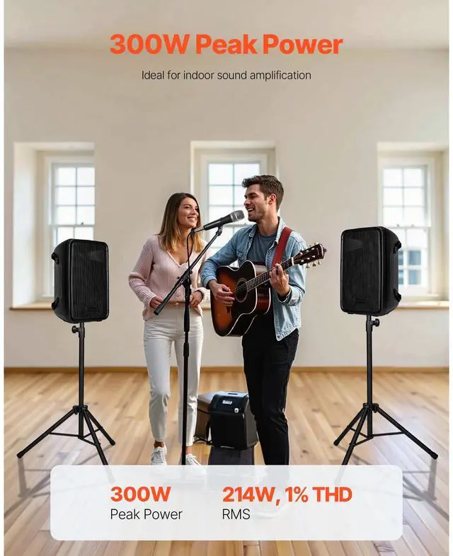 Alt view image 4 of 8 - 2 X 8 in Speakers Portable PA System 300W Mixer Bluetooth Mic for DJ Party