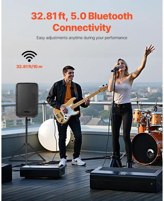 Alt view image 6 of 8 - 2 X 8 in Speakers Portable PA System 300W Mixer Bluetooth Mic for DJ Party